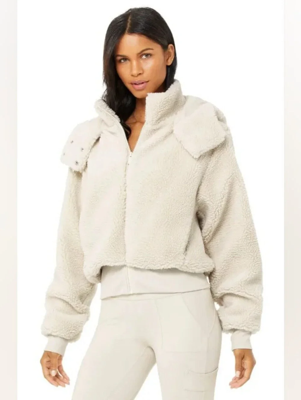Alo Yoga Foxy Sherpa Jacket - Bone XS